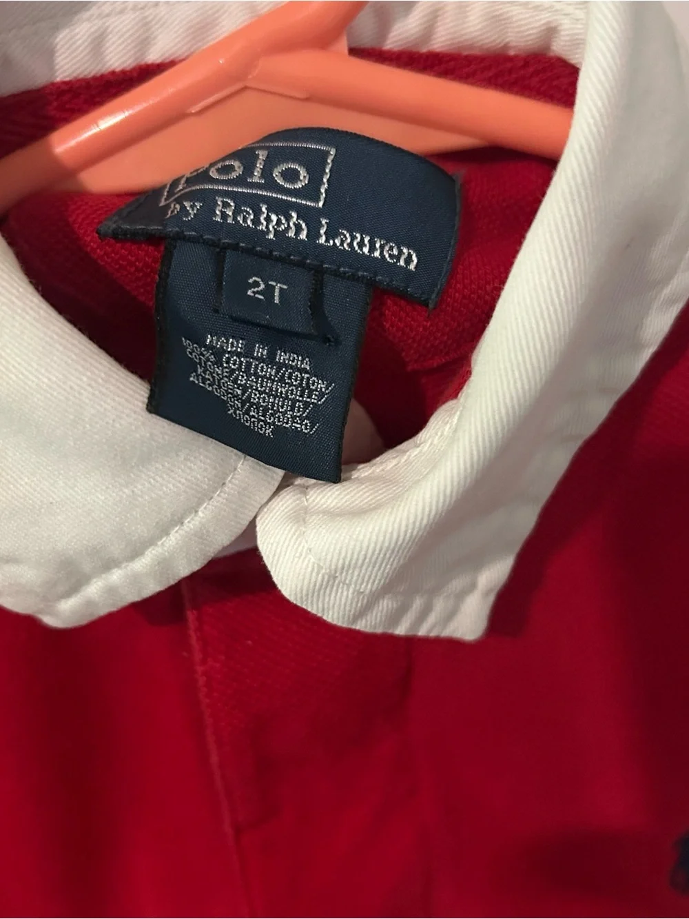 Ralph Lauren Red Rugby Shirt with White Collar